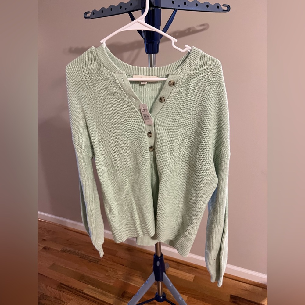 Loft Mint Sweater with Buttons